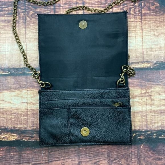 RELISTED  Black Studded Crossbody Purse Wallet Chain Strap - Picture 4 of 6